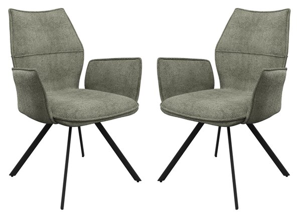 Comstock Green Fabric Dining Armchairs In Pair