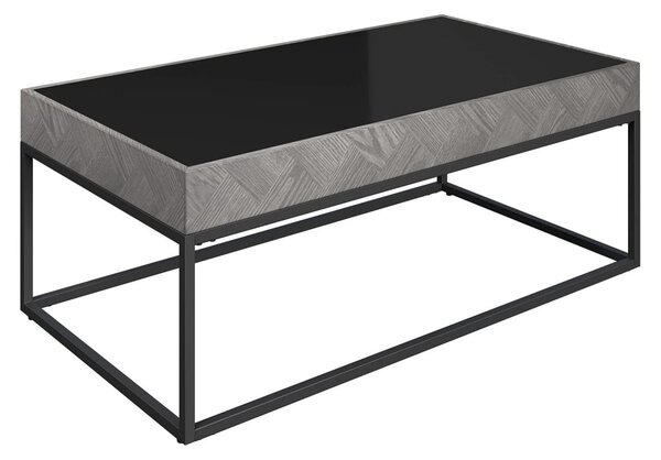 Edison Black Glass Coffee Table With Grey Metal Frame