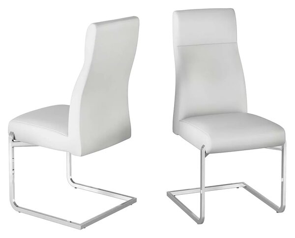 Dania White Faux Leather Dining Chairs With Chrome Legs In Pair