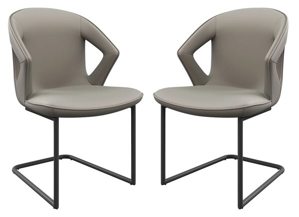 Kenosha Taupe Faux Leather Dining Chairs In Pair
