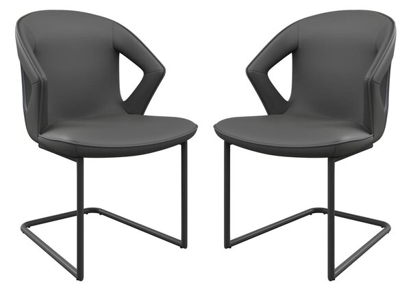 Kenosha Grey Faux Leather Dining Chairs In Pair