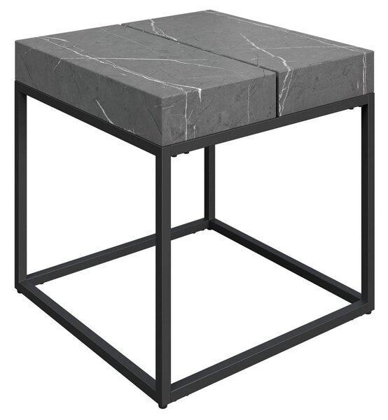 Delmar Wooden Side Table In Grey Marble Effect