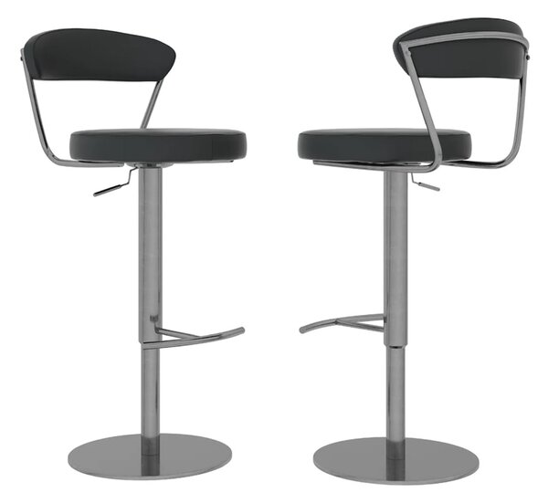 Gilroy Black Faux Leather Bar Chairs With Steel Base In Pair