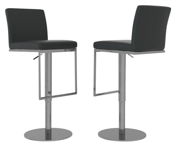 Enzi Black Faux Leather Bar Chairs With Steel Base In Pair