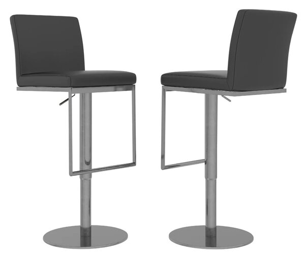 Enzi Grey Faux Leather Bar Chairs With Steel Base In Pair