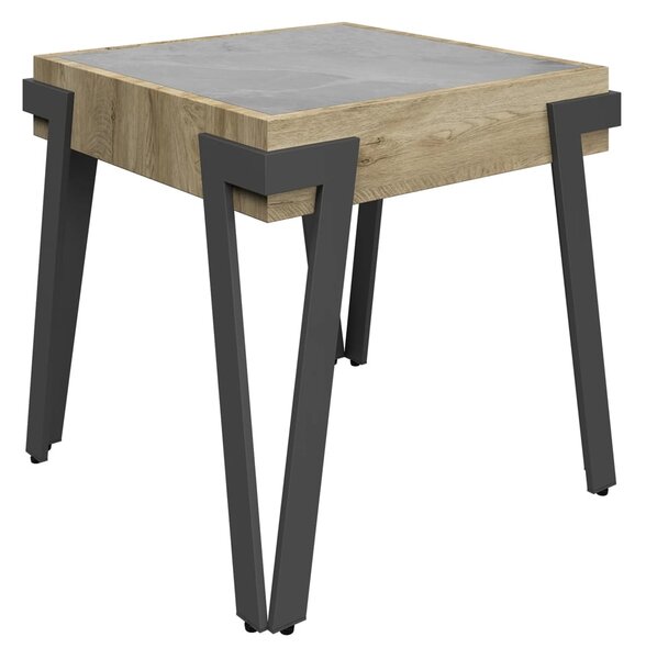 Girona Ceramic Side Table With Steel Legs In Grey