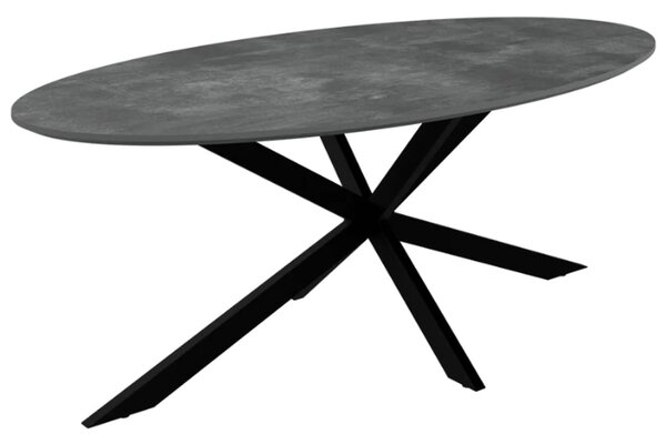 Loreto Wooden Oval Coffee Table In Grey Marble Effect