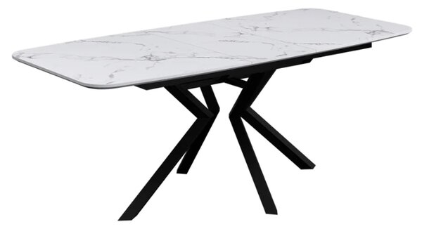 Loreto Wooden Extending Dining Table In White Marble Effect