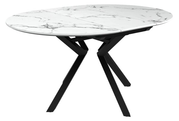 Loreto Wooden Round Extending Dining Table In White Marble Effect
