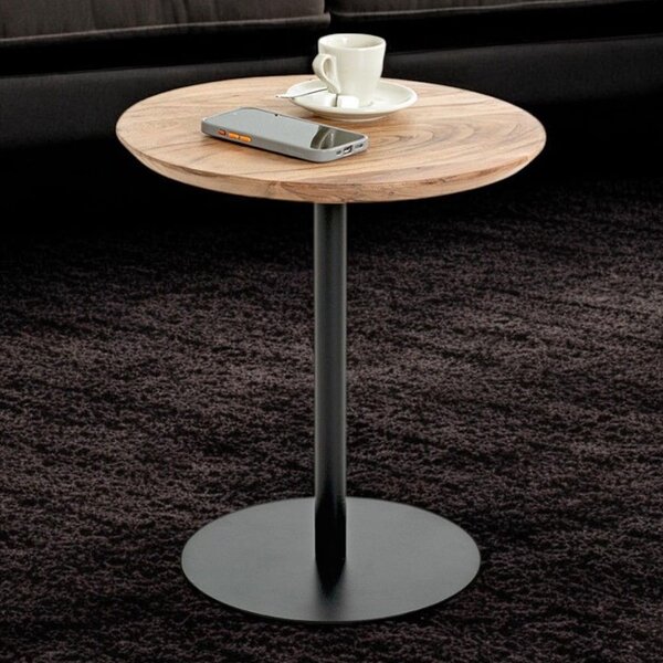 Ozark Wooden Round End Table In Oak Black