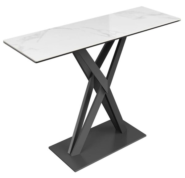 Kenosha Ceramic Glass Console Table In White Gloss