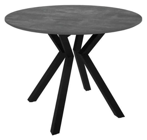 Loreto Wooden Round Dining Table In Grey Marble Effect