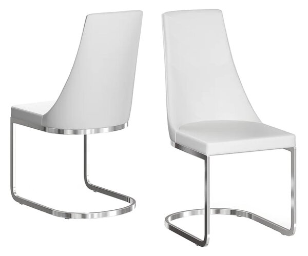 Miami White Faux Leather Dining Chairs In Pair