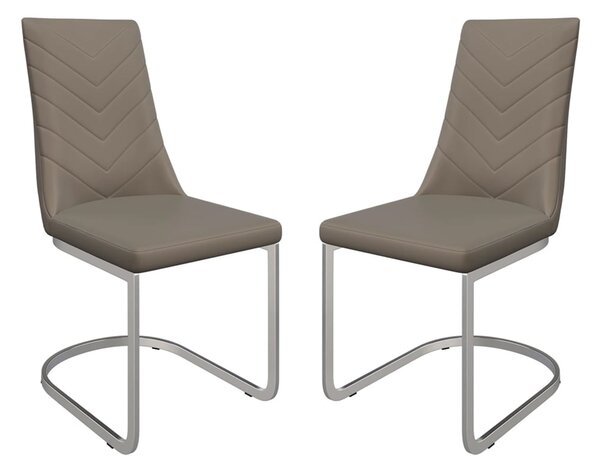 Miami Taupe Faux Leather Dining Chairs In Pair