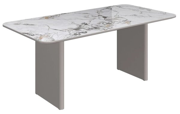 Malone Grey Gloss Dining Table With White Ceramic Top
