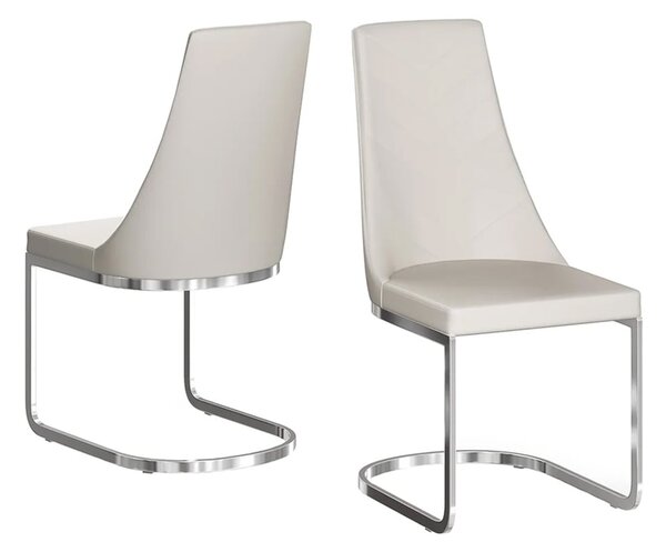 Miami Cream Faux Leather Dining Chairs In Pair