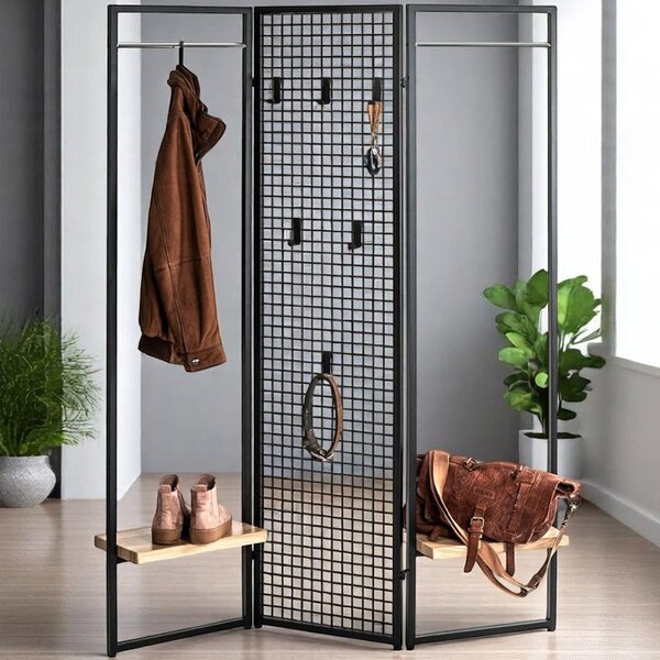 Prescott Metal Coat Stand In Reggio Oak And Black