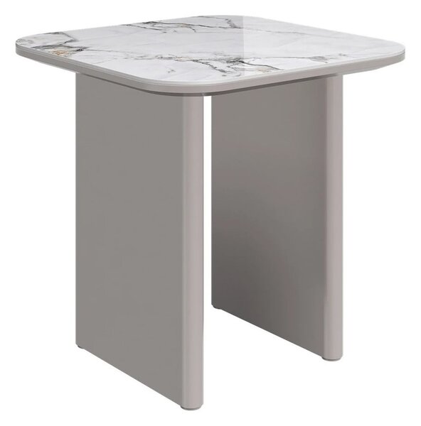 Malone Grey Gloss Side Table With White Ceramic Top