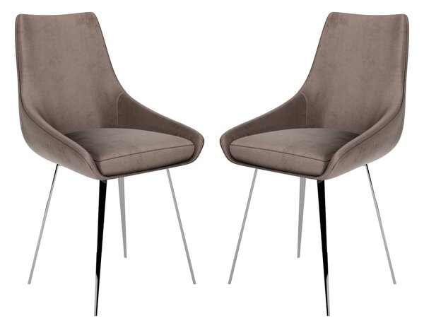Levant Mink Velvet Dining Chairs In Pair