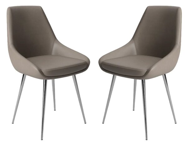 Levant Taupe Faux Leather Dining Chairs In Pair