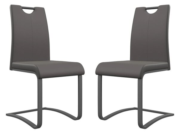 Gable Grey Faux Leather Dining Chairs With Grey Legs In Pair