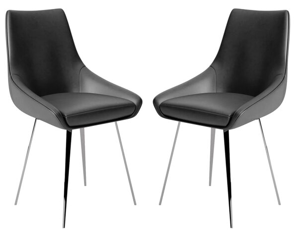 Levant Grey Faux Leather Dining Chairs In Pair