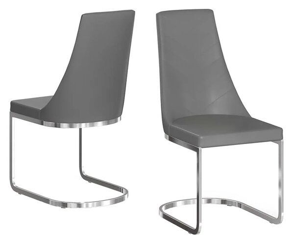 Miami Grey Faux Leather Dining Chairs In Pair