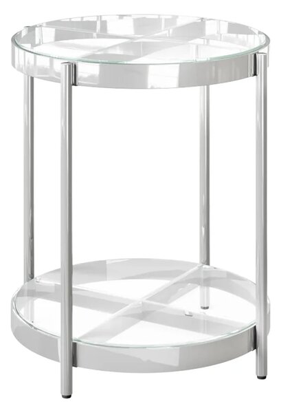 Omaha Clear Glass Side Table With Stainless Steel Frame
