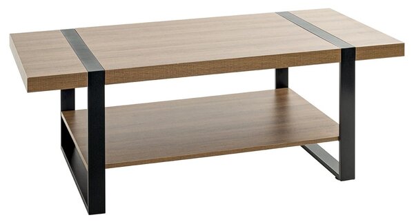 Senatobia Wooden Coffee Table With Black Frame In Natural