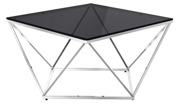 Pittsburgh Smoked Glass Coffee Table With Stainless Steel Frame