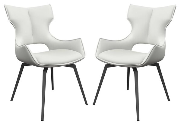 Rafael White Leather Dining Chairs In Pair