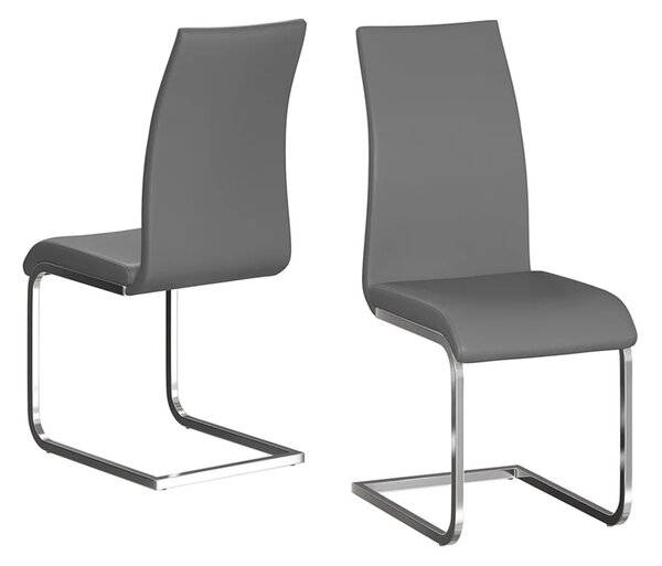 Paoli Grey Faux Leather Dining Chairs In Pair