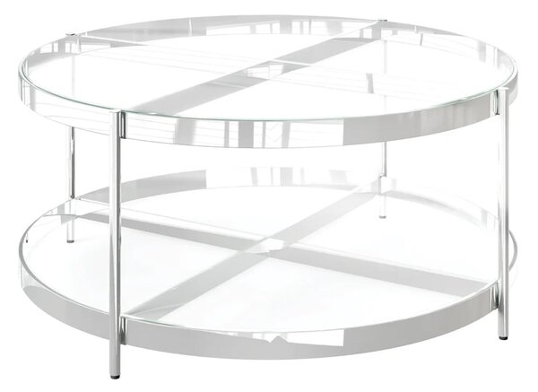 Omaha Clear Glass Coffee Table With Stainless Steel Frame