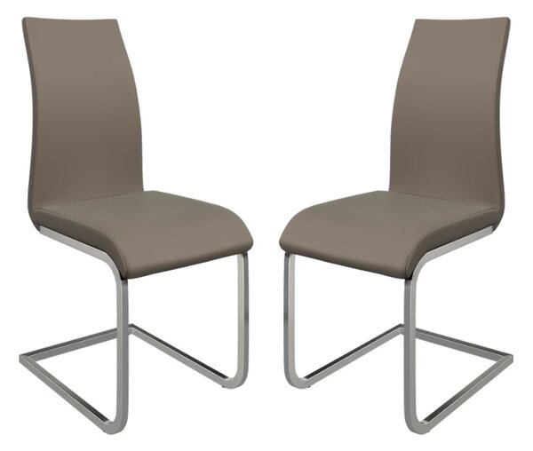 Paoli Taupe Faux Leather Dining Chairs In Pair