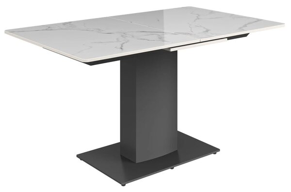 Pevely Sintered Stone Ceramic Extending Dining Table In Gloss White