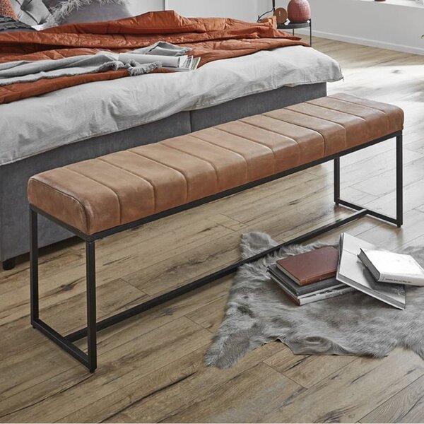 Baltimore Large Leather Hallway Seating Bench In Brown