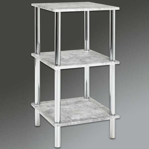 Eloy Wooden Shelving Unit With Chrome Frame In Concrete