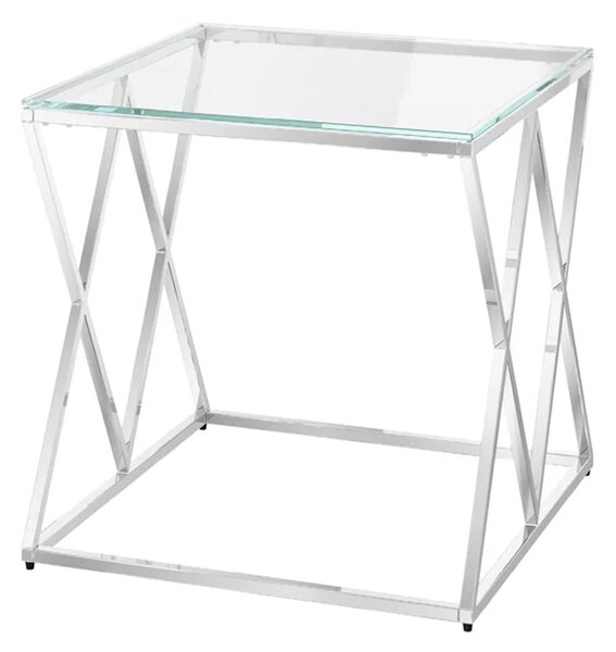 Victoria Clear Glass Side Table With Stainless Steel Frame