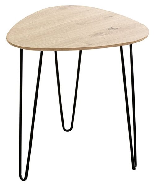 Bartow Small Wooden End Table With Black Metal Legs In Oak