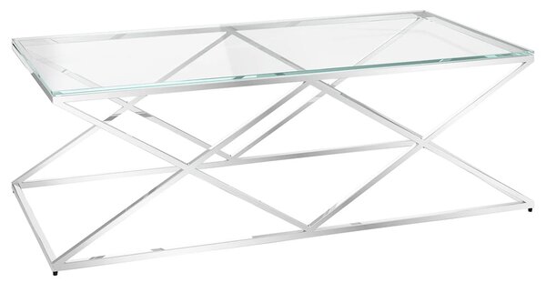 Victoria Clear Glass Coffee Table With Stainless Steel Frame