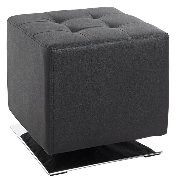 Beckley Leather Stool In Chrome Black