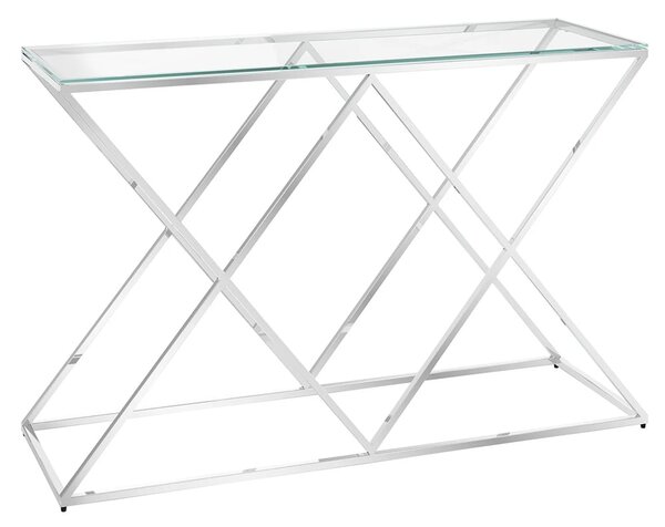 Victoria Clear Glass Console Table With Stainless Steel Frame