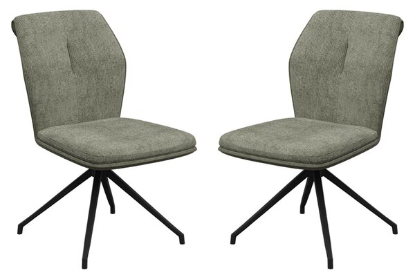 Simsbury Green Fabric Dining Chairs In Pair