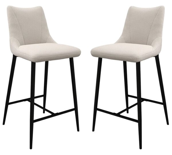 Zaria Ivory Fabric Bar Chairs In Pair