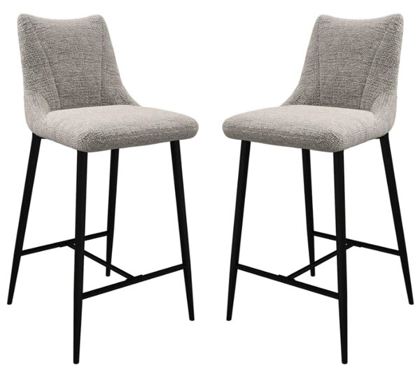 Zaria Light Grey Fabric Bar Chairs In Pair