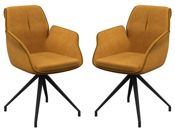 Simsbury Mustard Fabric Dining Armchairs In Pair