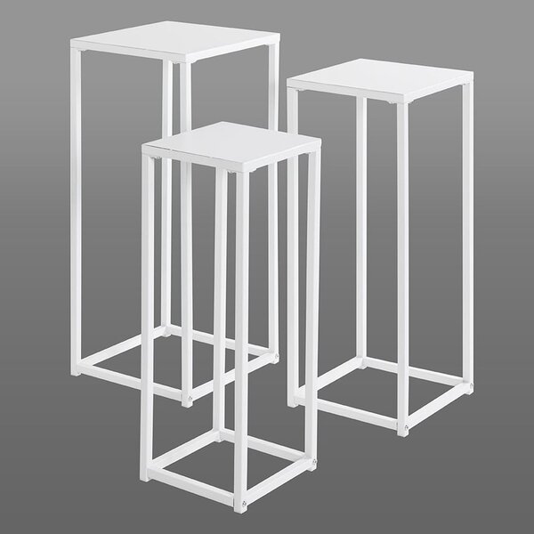 Boulder Metal Set Of 3 Planter In White