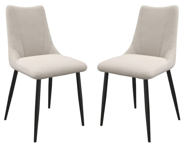 Zaria Ivory Fabric Dining Chairs In Pair