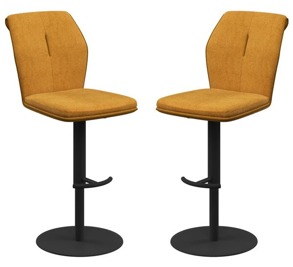 Simsbury Mustard Fabric Bar Chairs In Pair