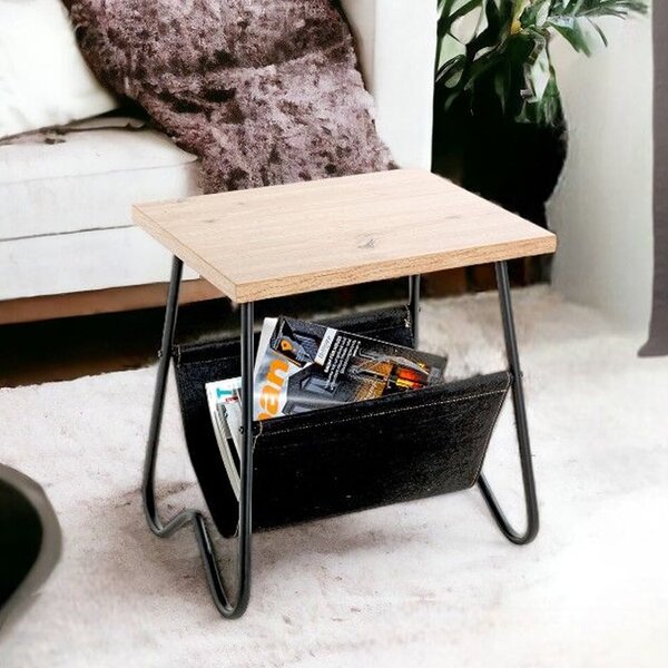 Carlton Wooden End Table With Magazine Rack In Oak
